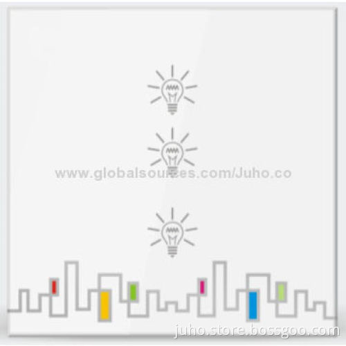 New Crystal PG Touch Light Switch, 3-Gang White Glass, Customized Design